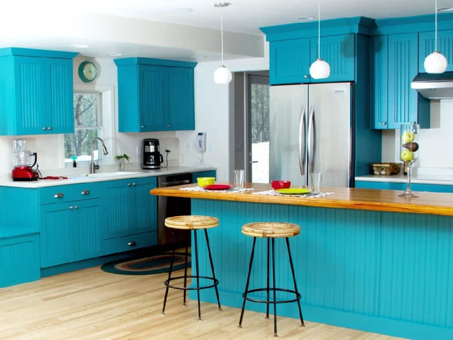 Aqua Blue Kitchen Island