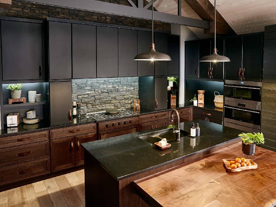 Black and Brown Kitchen Cabinet