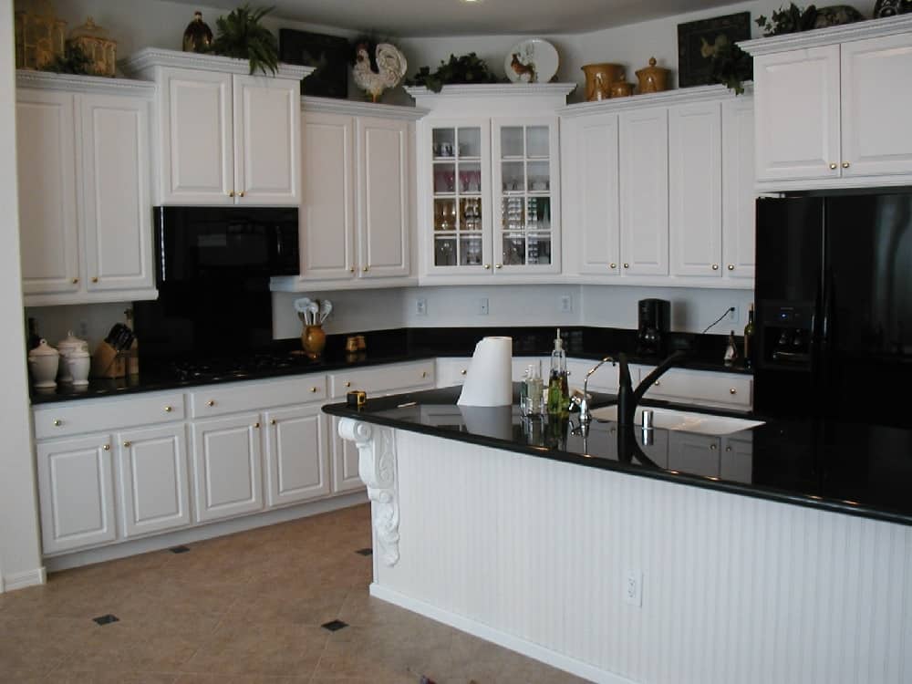 Black and White kitchen Decor with Antique furniture