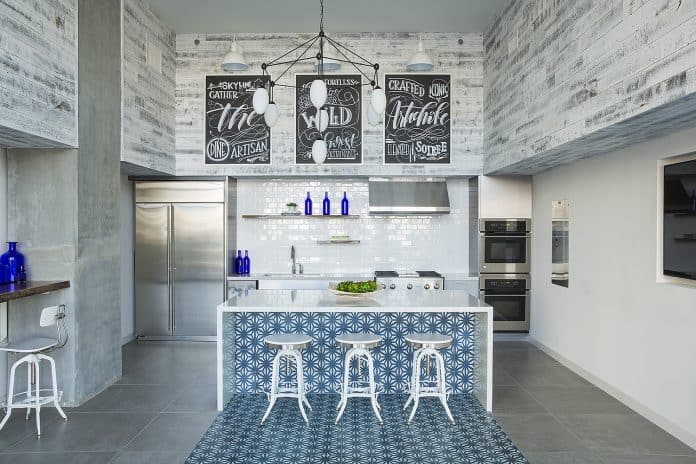 Blue Tiles Kitchen Island