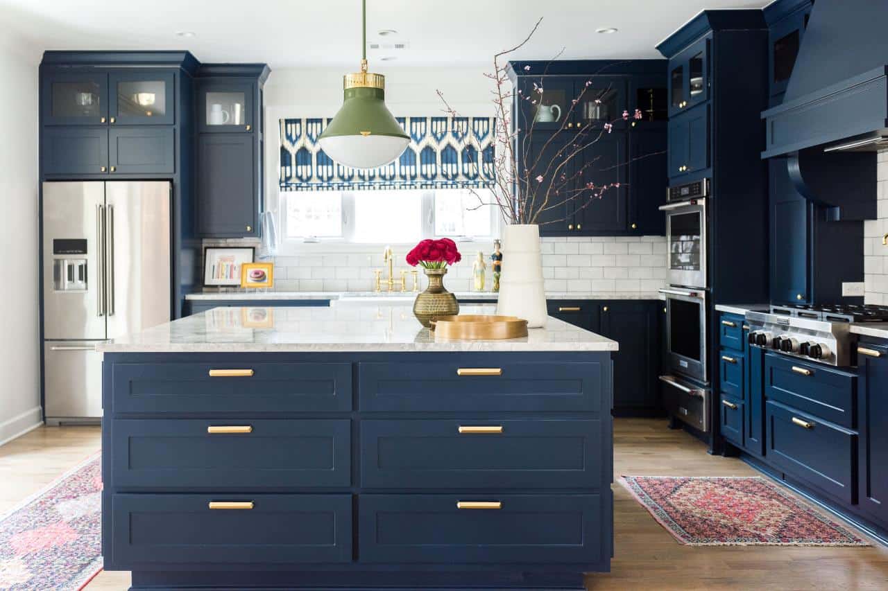 Blue-gray kitchen Island