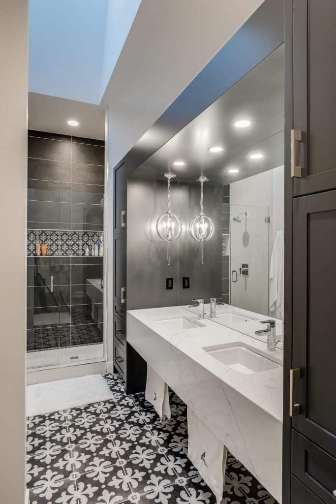 Bold Tile Basement Bathroom
