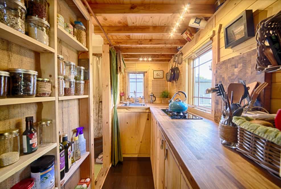 Cabin Kitchen With Open Shelving