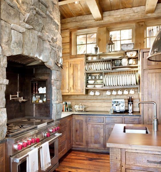 Cabin Kitchen with Reclaimed Wood