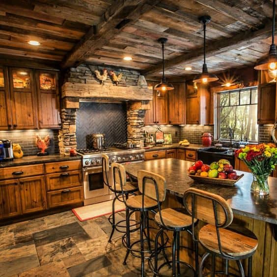 Colorful Artwork Cabin Kitchen
