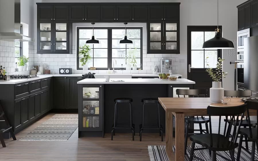 Corner Black Kitchen Cabinet
