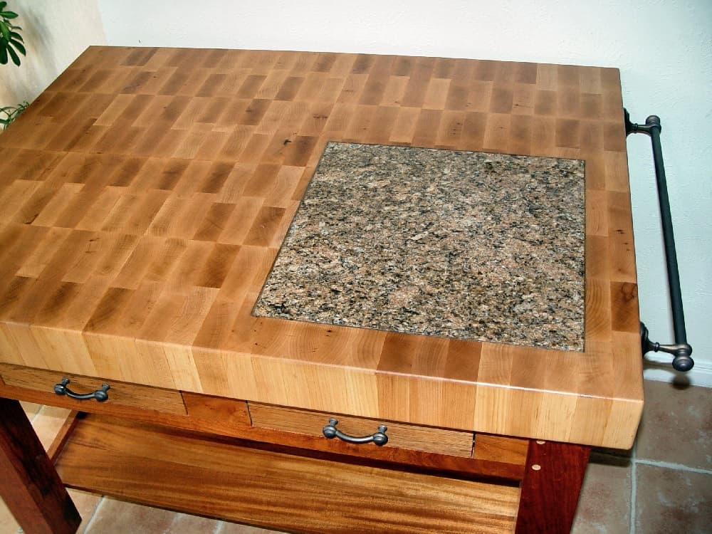 DIY Butcher Block Countertops with Granite Inserts
