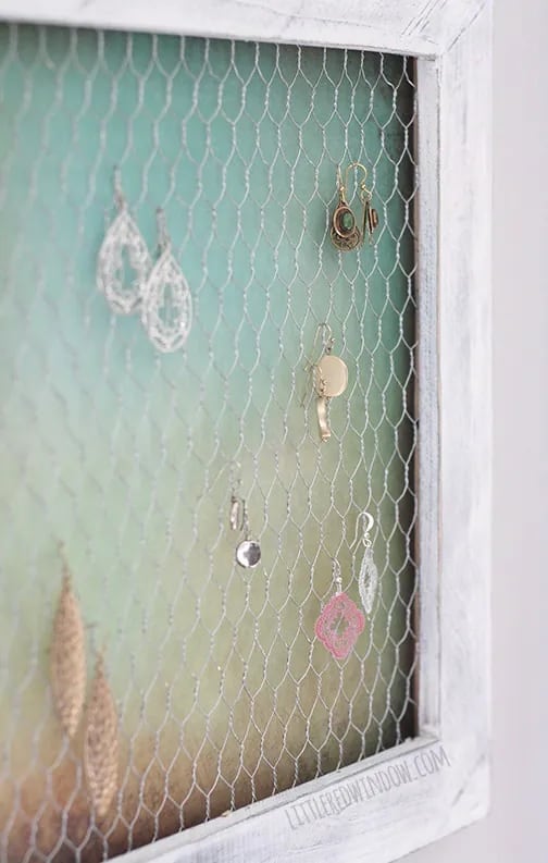 DIY Earring Holder with Chicken Wire