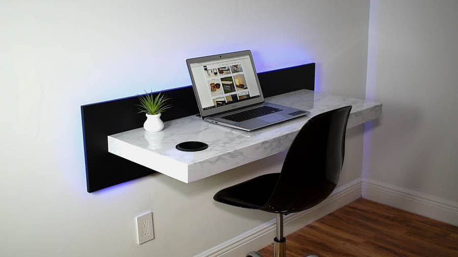 DIY Elegant Floating Desk with elegant marble top