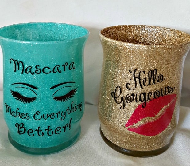 DIY Glitter Makeup Brush Holder