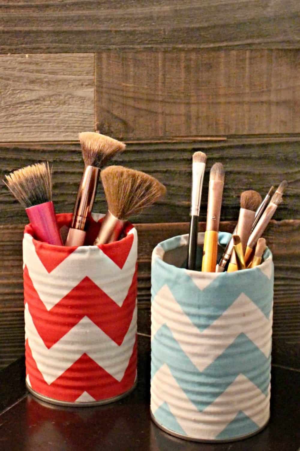 DIY Makeup Brush Holder From a Recycled Tin Can or Box