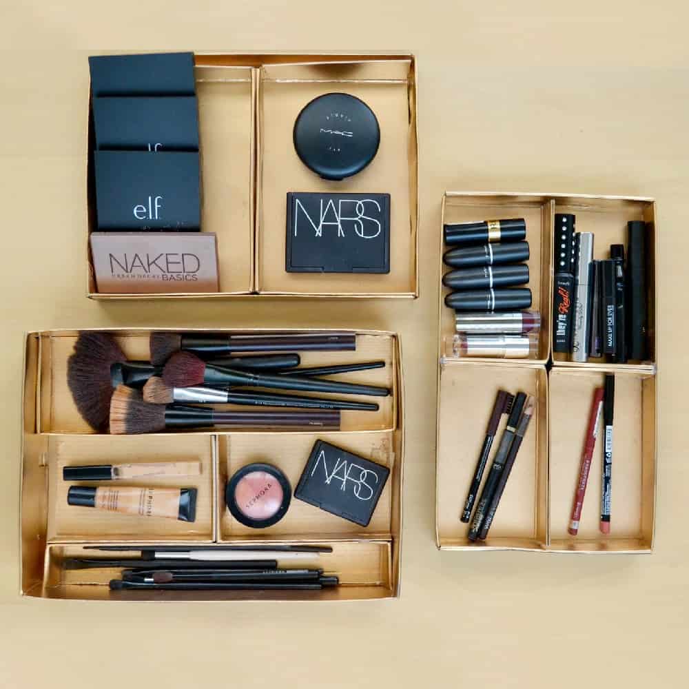 DIY Makeup Brush Holder by Using a Shoe Box