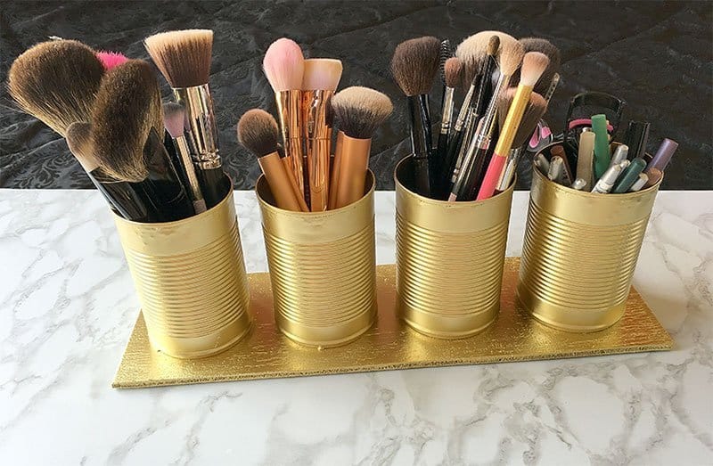 DIY Makeup Brush Holder from Old Coffee Can