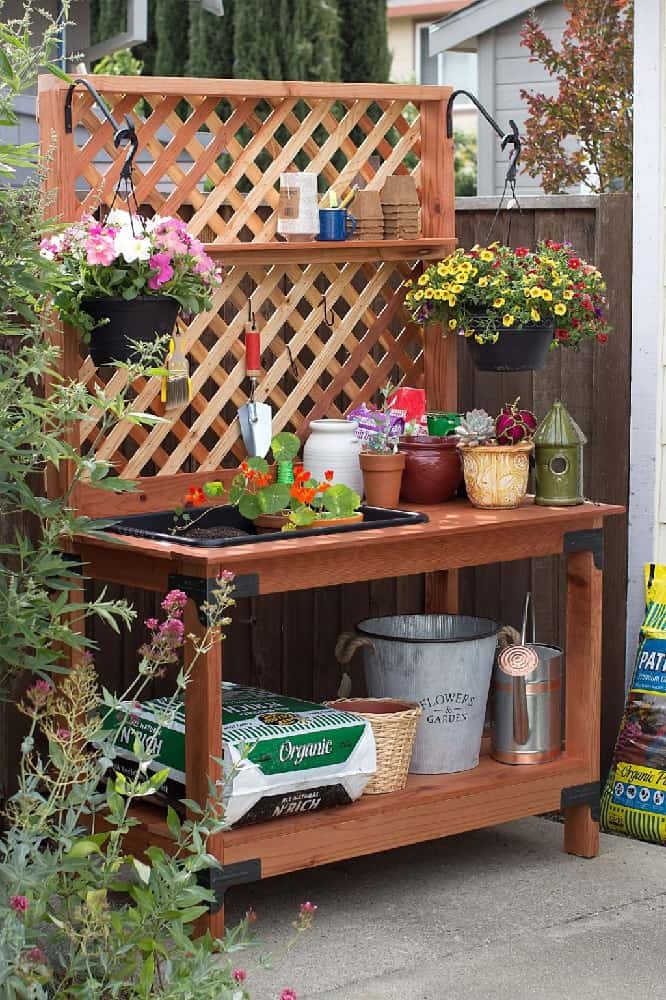 DIY Potting bench Plant Stand