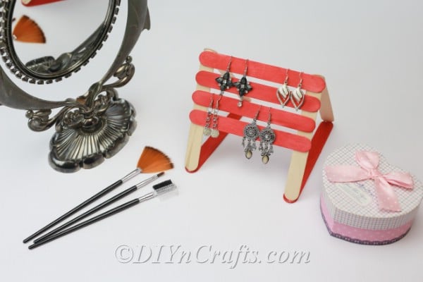 Popsicle Stick DIY Earring Holder Idea