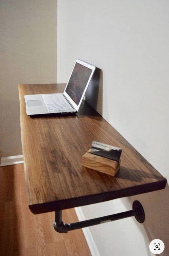 Floating Solid Wood pipe Desk