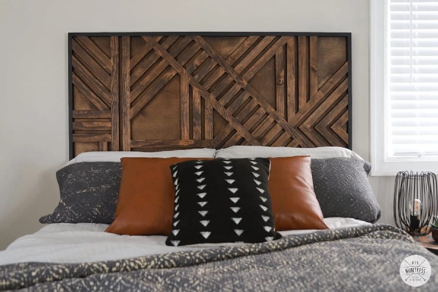 Geometric Pattern Wood Headboard