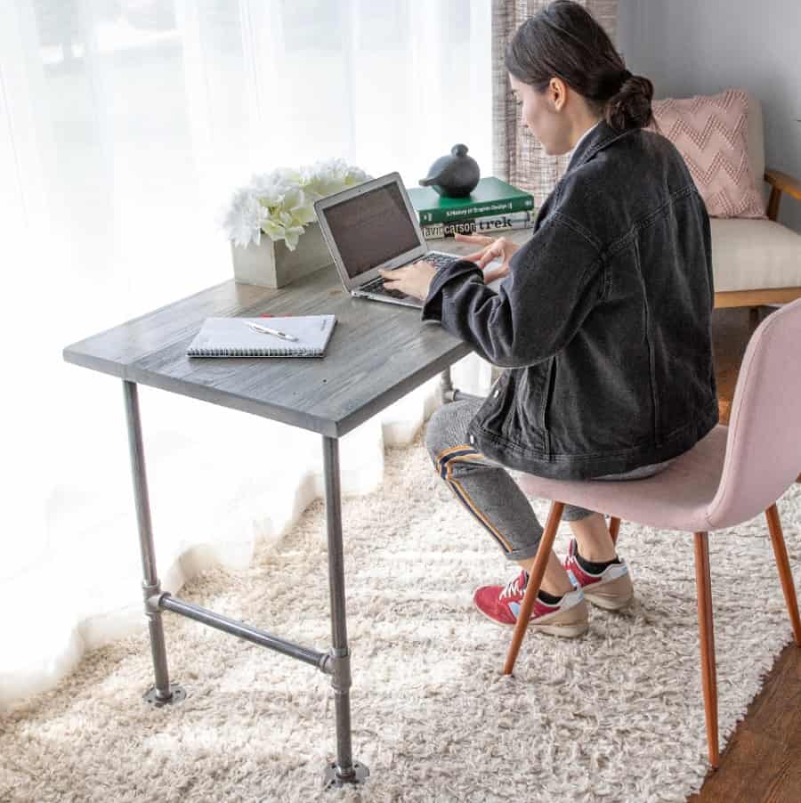 Gray Wash Pipe Desk