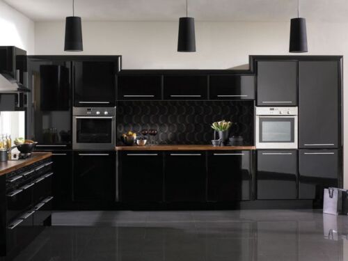 High Gloss Black Kitchen Cabinet