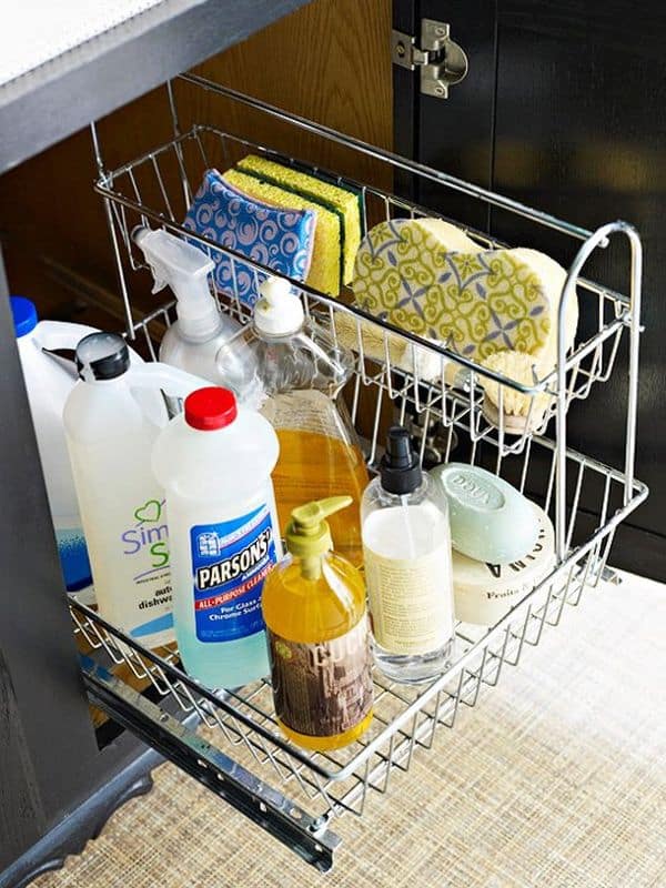 Install a Wire Rack To Store Your Cleaning Supplies under the sink 