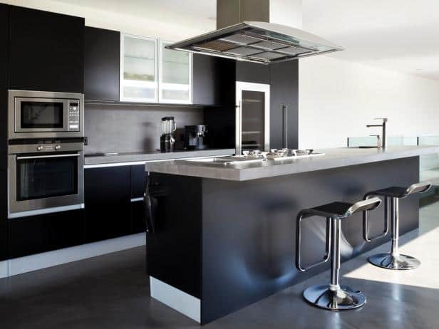 Island Black Kitchen Cabinet