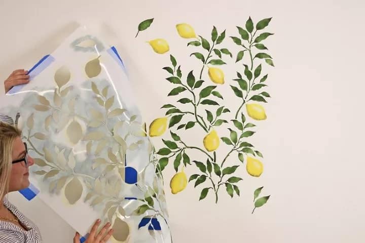 Lemon Stencil Kitchen Cabinet