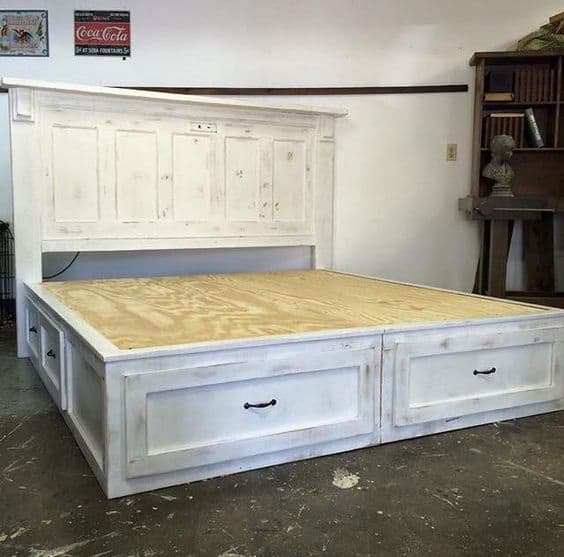 Make a storage bed using an old door