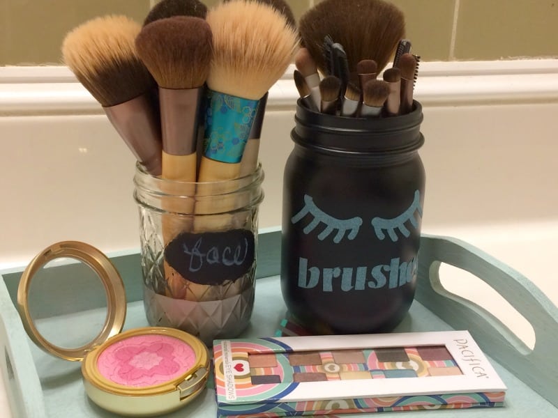 Mason Jar Makeup Organizer