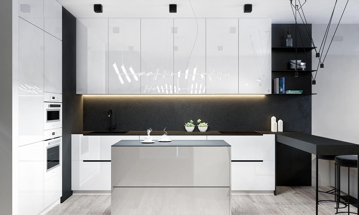 Monochrome Color Scheme black and white kitchen