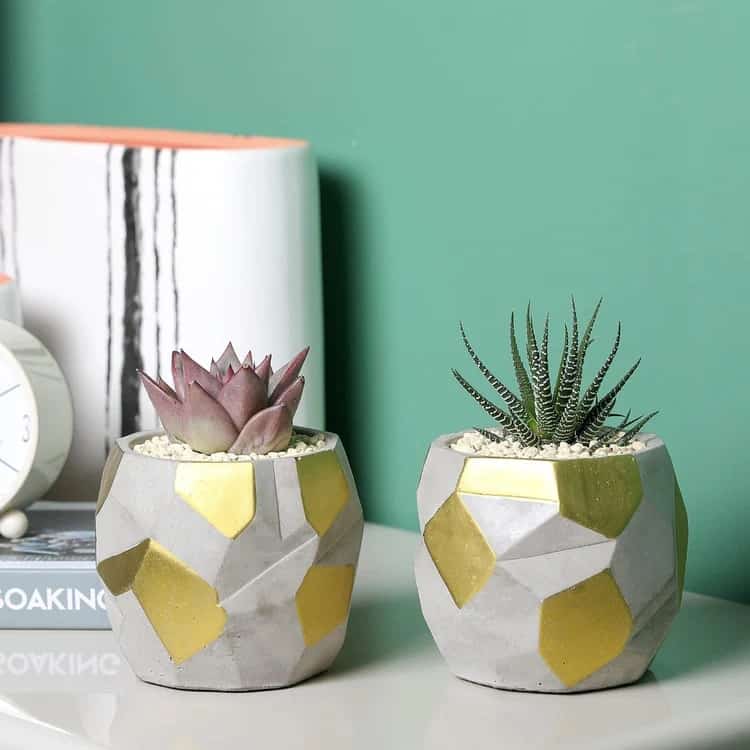 Painted Geometric Painted Concrete Planter