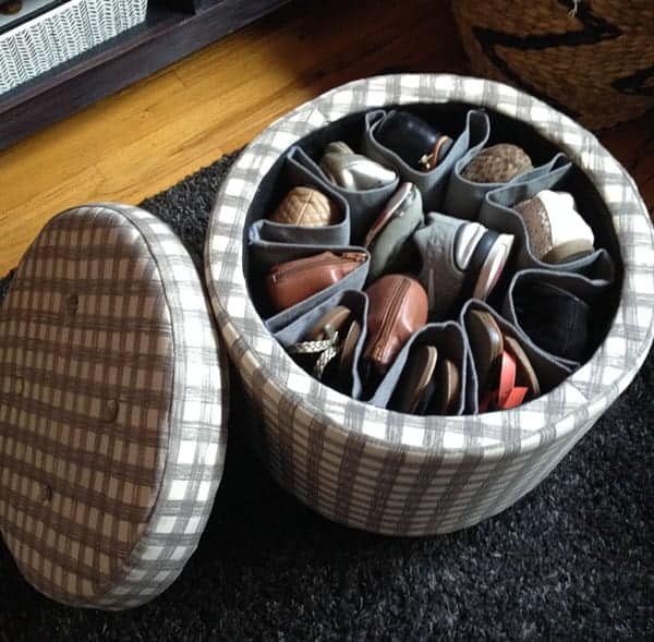 Patterned Shoe Rack as a Storage Ottoman