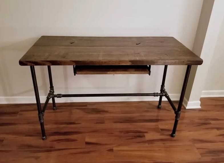 Pipe Desk with a Keyboard Tray