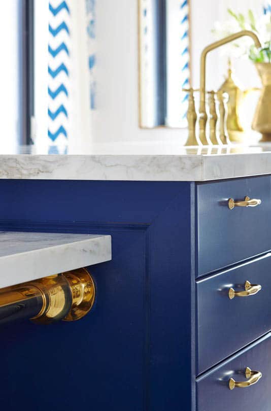 Royal Blue Island with Brass Hardware