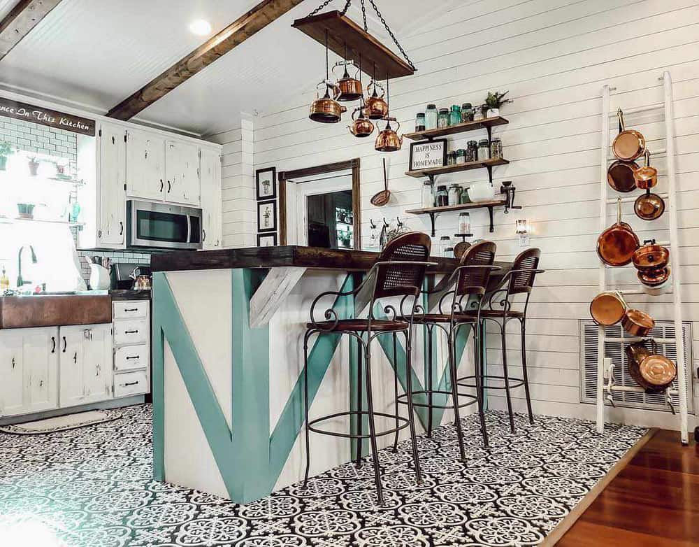 Rustic French Country Kitchen Peninsula