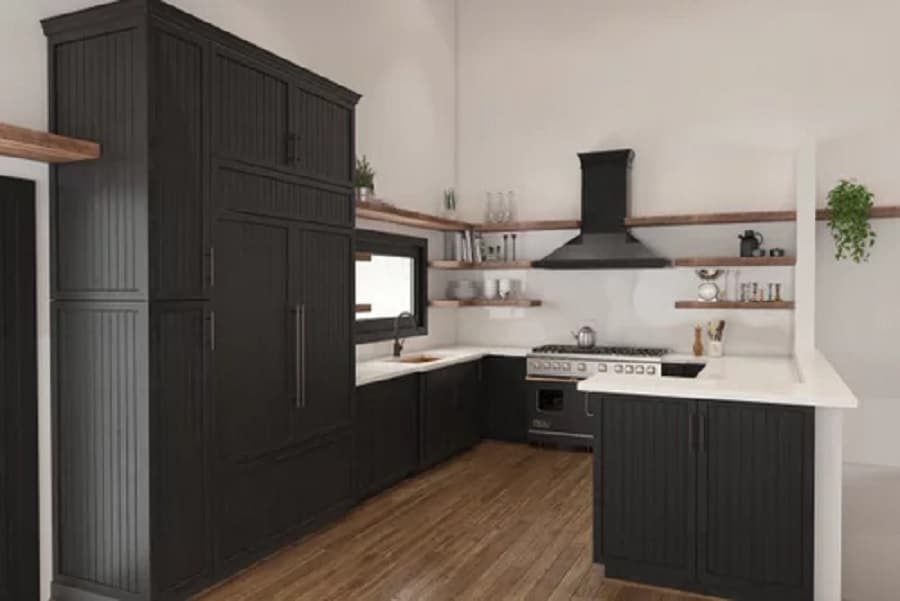 Stained Black Kitchen Cabinet