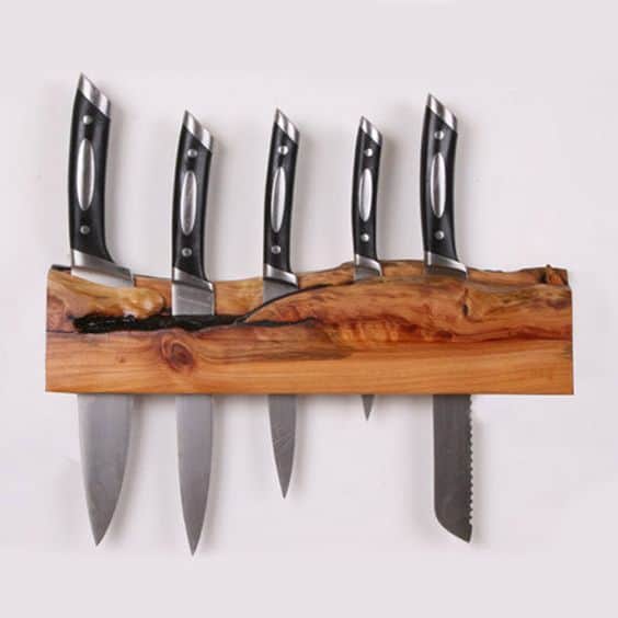 Try a DIY Knife Block Made from Wooden Slab