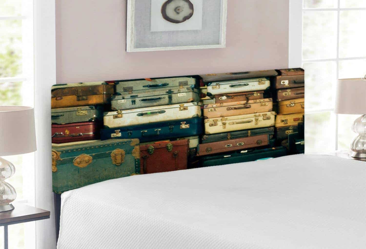 Unique rustic headboard from an old suitcase