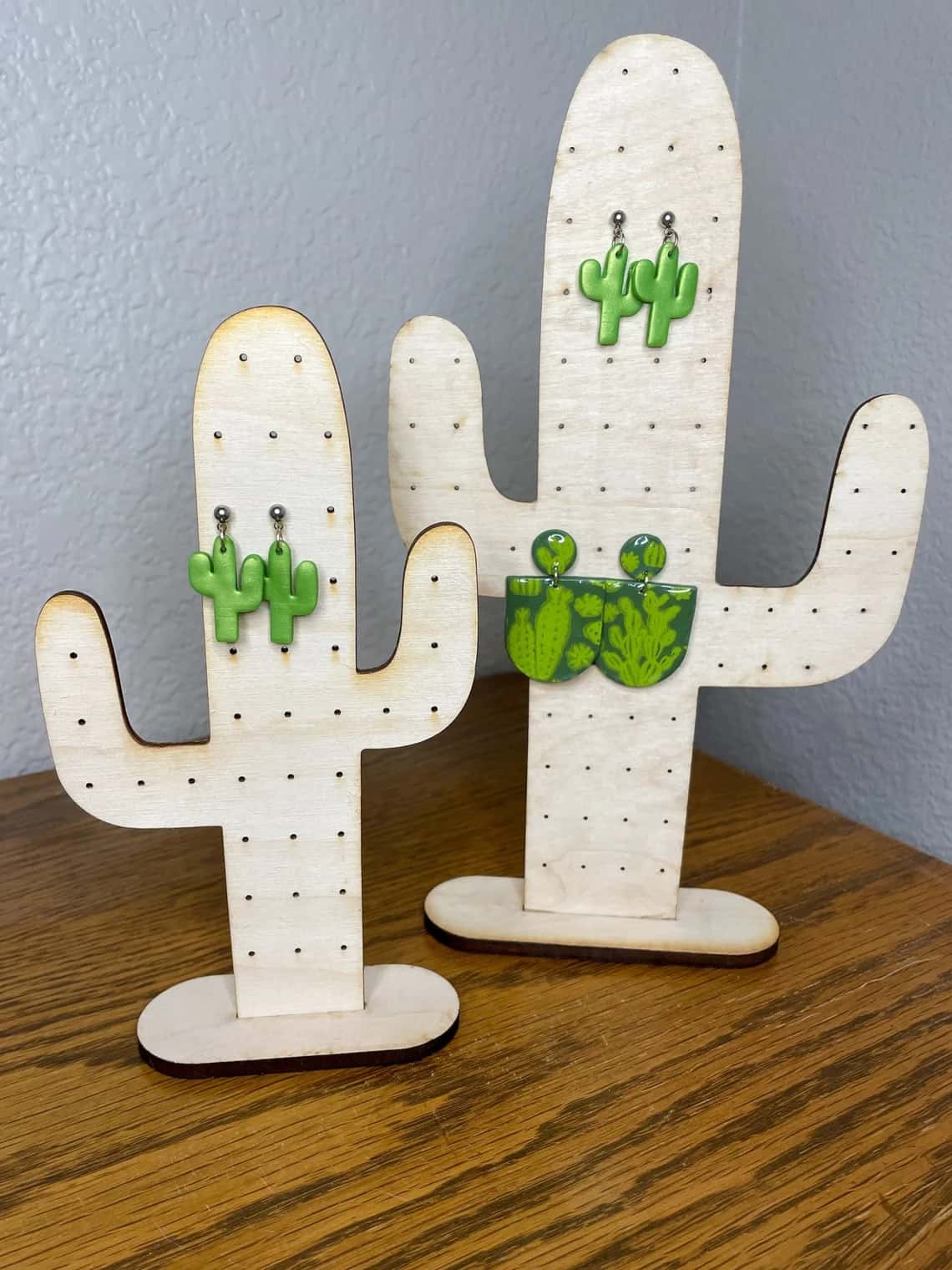 Wooden Cactus Earring Holder