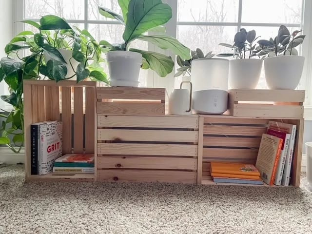 Wooden Crate diy plant stand