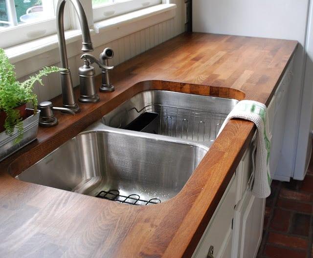 Wooden Island Tops with Metal Accents