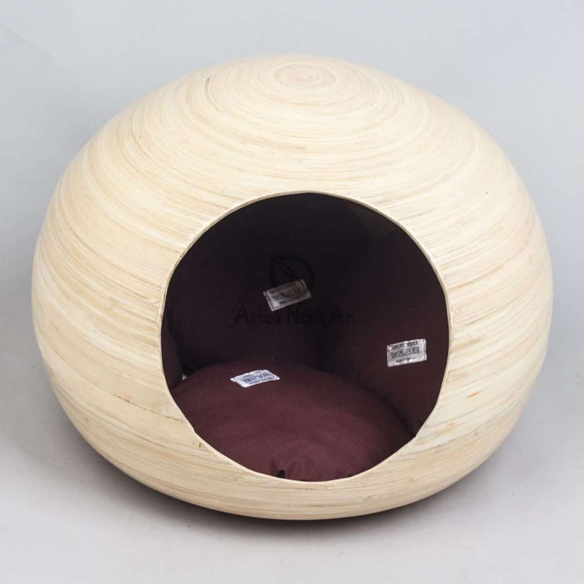 Bamboo Round Cat House With Bed