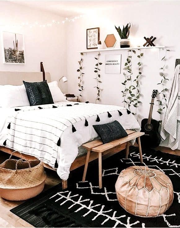 Black And White Bohemian Bedroom