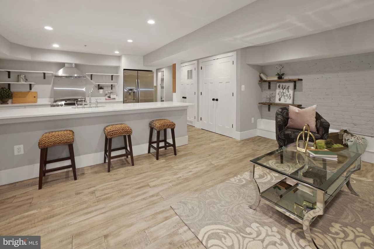 bright color basement kitchen