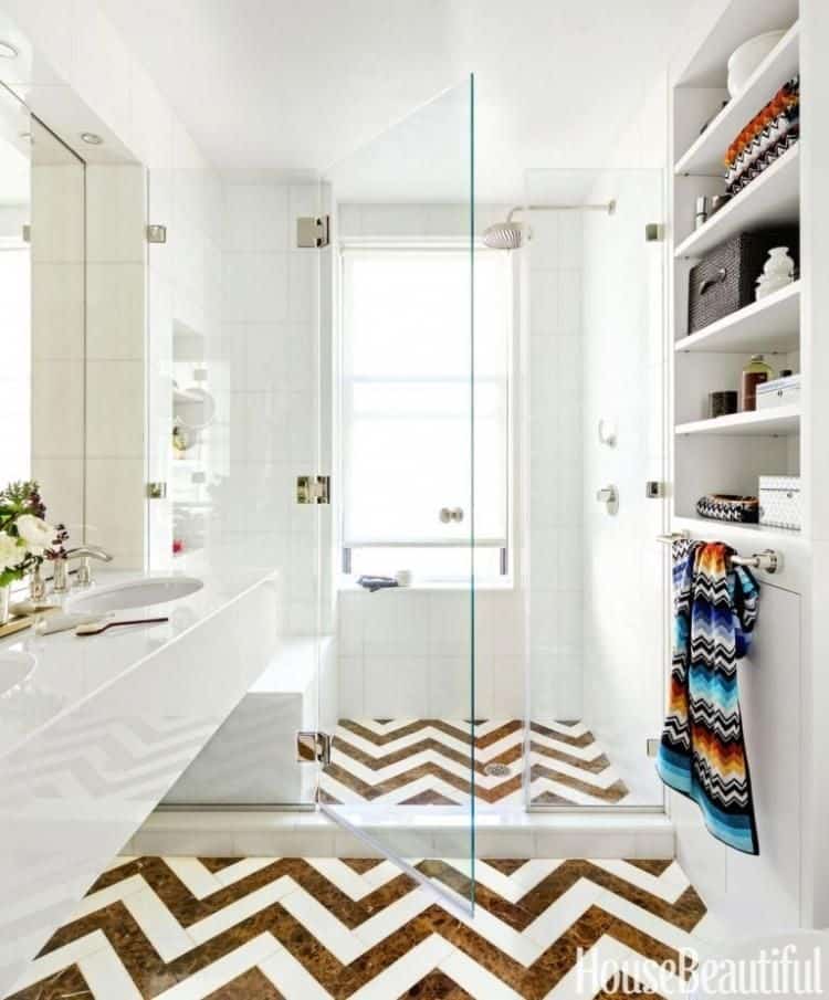 Chevron Pattern Bathroom Floor Tile Ideas
