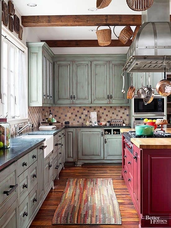 Colorful Rustic Kitchen Island