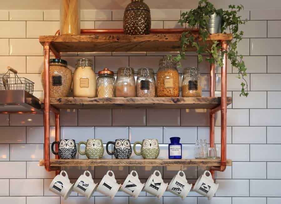 Copper Shelves In The Kitchen