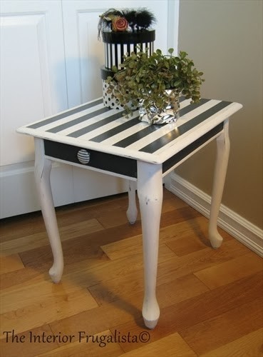 Diy End Table Painted Stripes