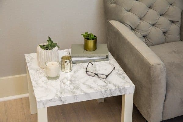 Diy End Table With Marble Contact Paper Tabletop