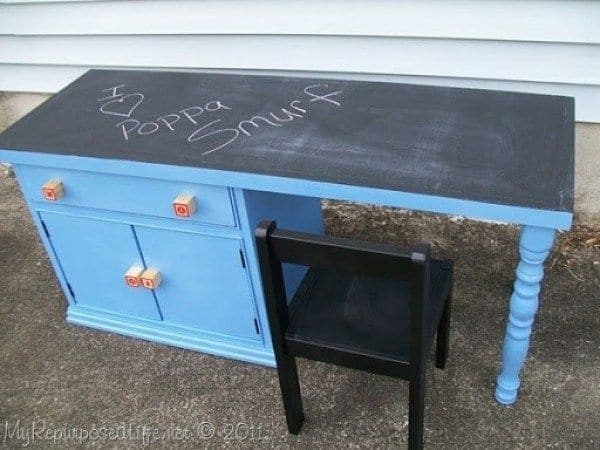 Diy Kids Desk Chalkboard Top With Shelves