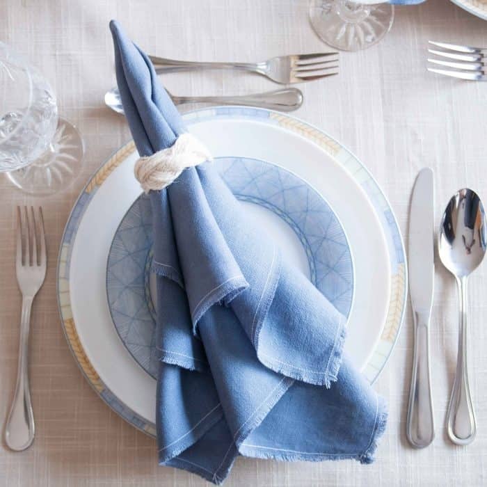 Diy Linen Napkins And Nautical Cable Napkin Rings